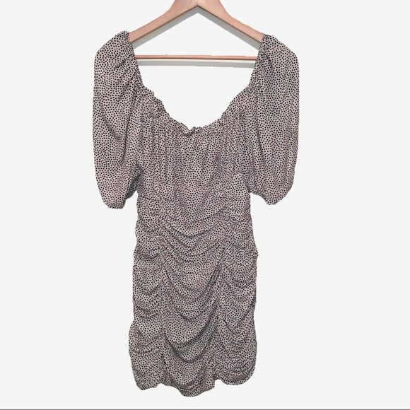 NWT Zara Draped Ruched Polka Dot Mini Dress - Picture 4 of 8